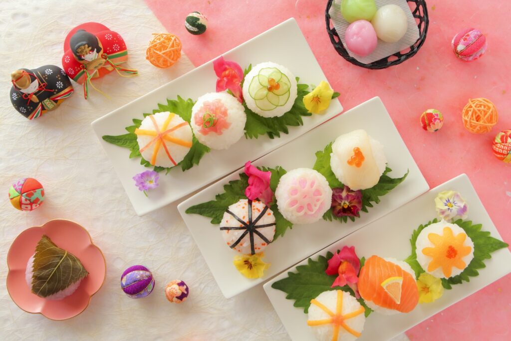 hina matsuri festival meal traditional japanese food arrangement dolls spring celebration