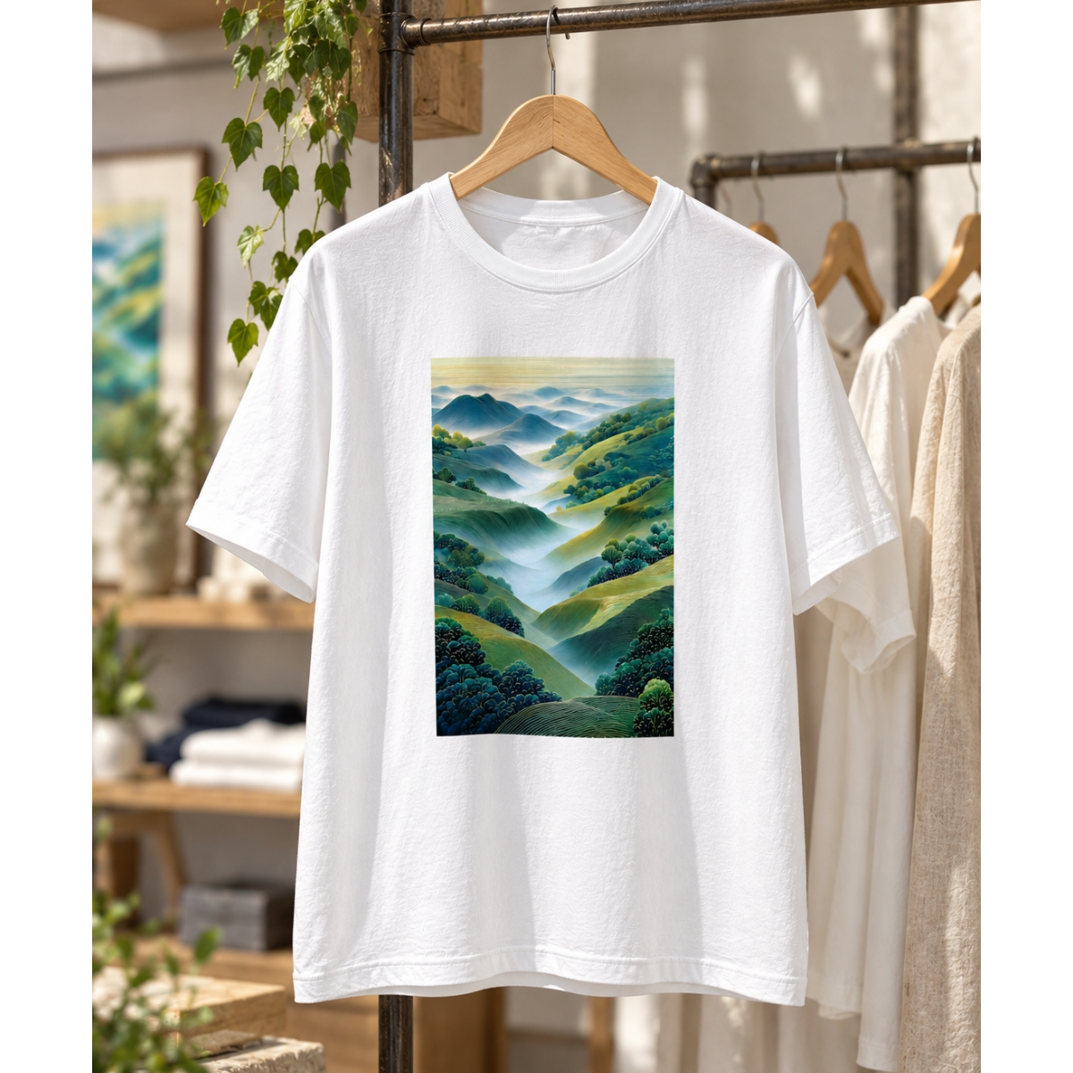 Yamato artwork from the TSUYURA-BI Collection on a white T-shirt